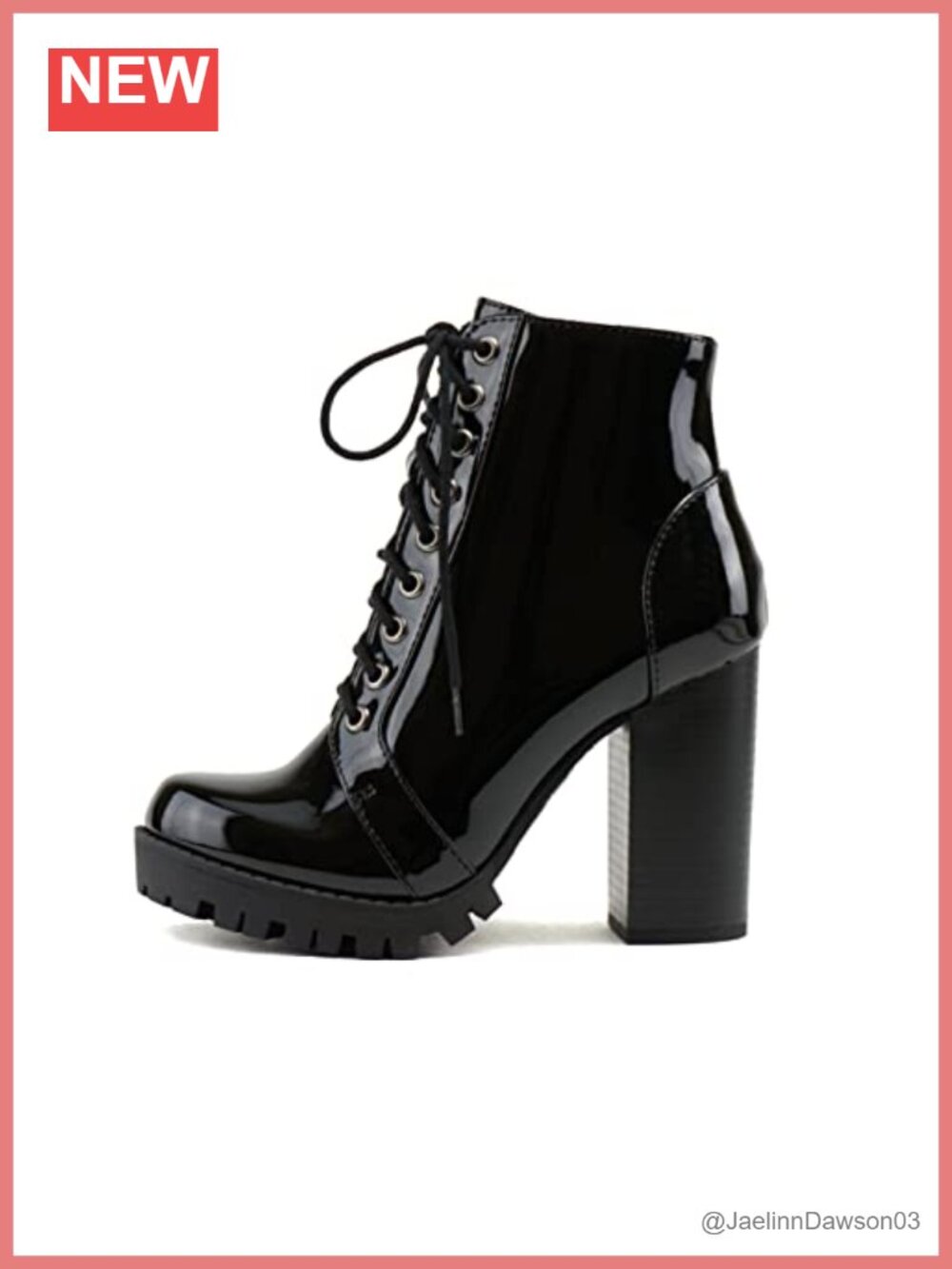 Lace Up Military Inspired Ankle Boot with Stacked Heel & Side Zipper